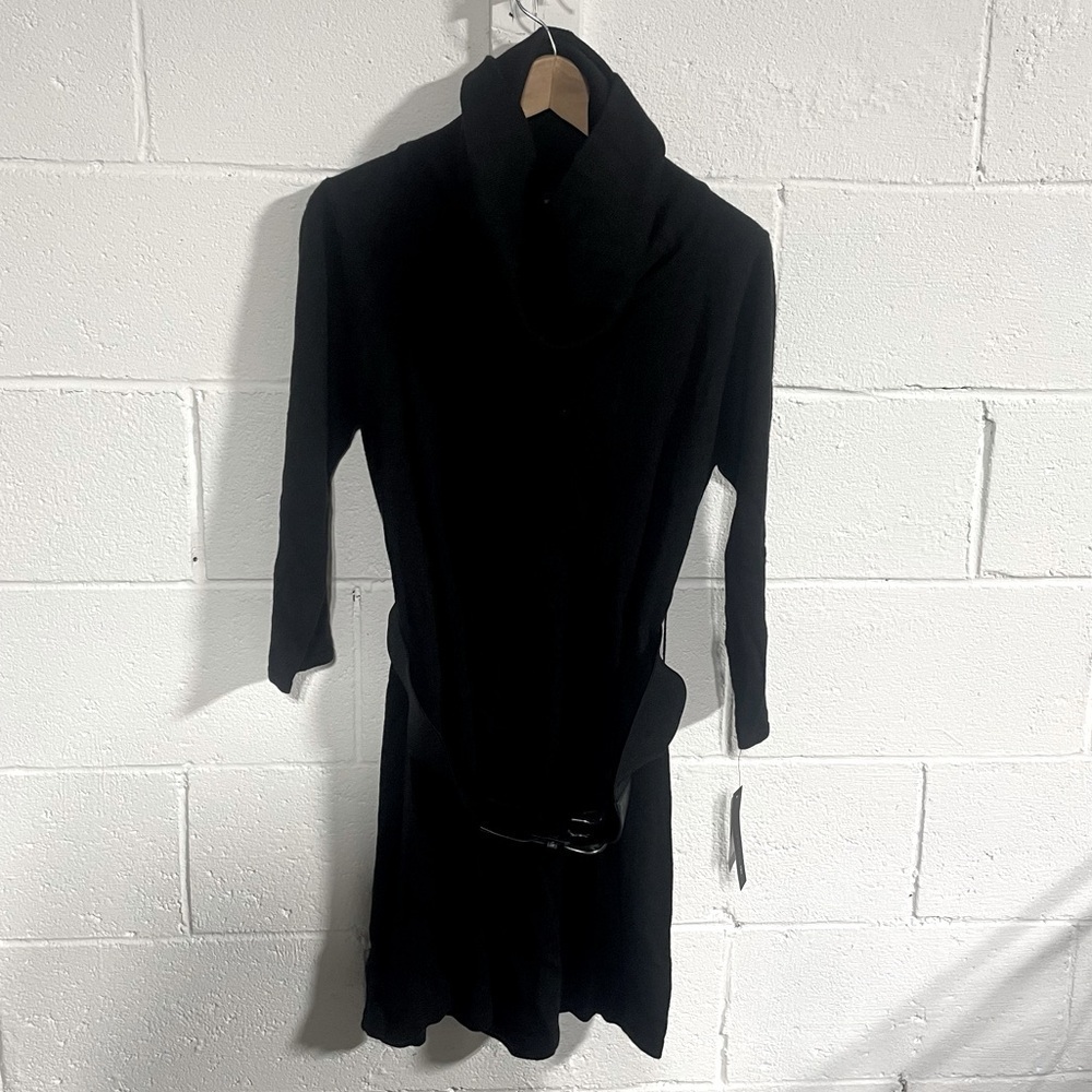 NWT AB Studio Black Cowl Neck Belted Sweater Dress Sz XL